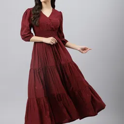 Raiyani Fashion Women Smocked Tiered Fit & Flare Maxi Dress-picture-15