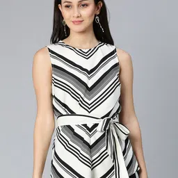 Oxolloxo Women Off White Striped Top-picture-11