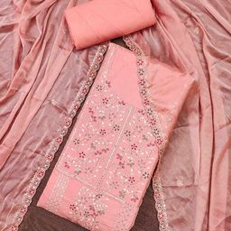KALINI Floral Embroidered Beads & Stones Unstitched Dress Material-image-32