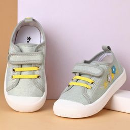 Cute Walk by Babyhug Casual Shoes With Floral Embroidery & Velcro Closure - Green-image-64