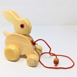 A&A Kreative Box Wooden Pull Along Bunny Rabbit - Brown-23
