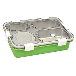 Yamama 4 Grid Insulated Stainless Steel Lunch Box With Separate Bowl With Lid - Green-image-58