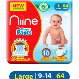 Niine Baby Diaper Pants Large Size  for Overnight Protection with Rash Control - 64 Pants-12