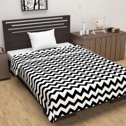 Divine Casa 120 GSM Polyester Reversible Lightweight Printed Single Bed AC Dohar Blanket Quilt - Black & White-28