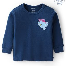 Babyoye Cotton Modal Full Sleeves Pointelle Bird Print Thermal Vest - Navy Blue-image-32
