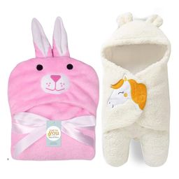 Babyzone Hooded  Super Soft Fabric Wrapper/Blanket Towel For Baby Boys andGirls Pack of 2Pc (Pink & white)-9