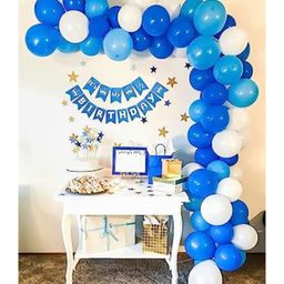 Bubble Trouble half birthday decoration items kit for baby boy Blue  White Pack of 63-16