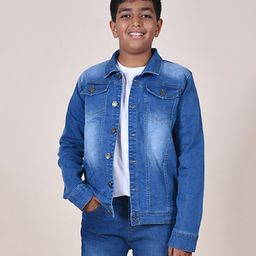 Kiddopanti Full Sleeves Mid Wash   Denim Jacket - Blue-image-98
