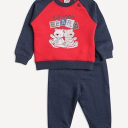 Wingsfield Full Sleeves Text & Bear Printed Sweatshirt & Joggers - Red-image-43