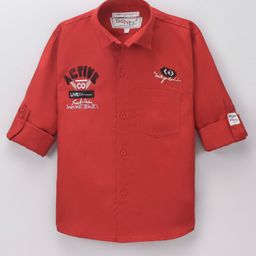 Dapper Dudes Full Sleeves Active Text Embroidered Shirt - Red-picture-31