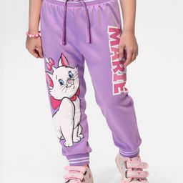 Babyhug Disney Terry Knit Ankle Length Lounge Pants With Marie Graphic - Lavender-image-26
