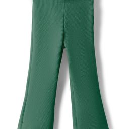 Kookie Kids Knit Full Length Wide Leg Solid Pant With Rib & Stretch - Green-image-84