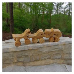 neemtoys Set of 3 Jungle Animal Neem Wooden Wheel Toys- Horse, Hippo & Elephant-11