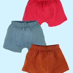 Kiddopanti Cotton Lycra Pack Of 3 Solid Boxers - Red Grey & Brown-image-41