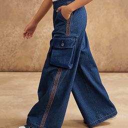 Naughty Ninos Cotton Side Taped Flared Cargo Pants - Dark Blue-image-15