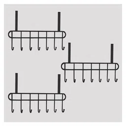 JD FRESH 3 Piece Premium Metal Drill Free Hooks Door Hangers for Clothes - Black-picture-14