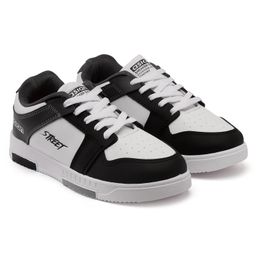 Asian Street Text Detailed Colour Blocked Sneakers - White Black & Grey-image-2