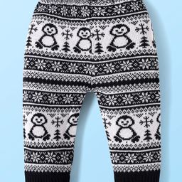 Babyhug Knit Full Length Woollen Pant with Floral Design - Navy Blue-picture-18
