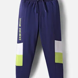Pine Kids Cotton Knit Full Length Cut & Sew Text Printed Lounge Pant - Navy Blue-picture-9