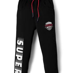 Olio Kids Looper Knit Full Length Printed Track Pant - Black-image-69