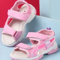 Cute Walk by Babyhug Velcro Closure Sandals with Text Applique - Pink-picture-16