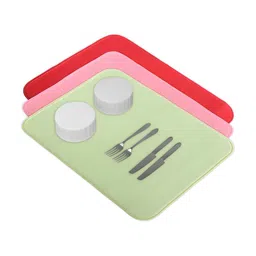 Aura 3-Pcs Red & Pink Floor Microfiber Crockery Dish Drying Kitchen Mats-8