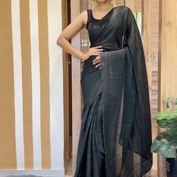 HERE&NOW Striped Pure Chiffon Ready to Wear Saree-picture-9