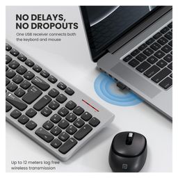 Portronics POR-2980 Key7 Combo Wireless Keyboard & Mouse Set with Copilot AI, 2.4 GHz USB Receiver, 10m Range, 12 Shortcut Keys, Adjustable DPI (Up to 1600), 10M Key for PC, Laptop, Mac(Black Grey) image 3