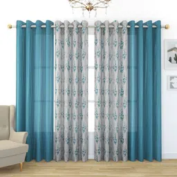 Galaxy Home Decor Blue Set of 4 Sheer Door Curtain-image-14