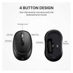 Portronics POR-2980 Key7 Combo Wireless Keyboard & Mouse Set with Copilot AI, 2.4 GHz USB Receiver, 10m Range, 12 Shortcut Keys, Adjustable DPI (Up to 1600), 10M Key for PC, Laptop, Mac(Black Grey) image 4