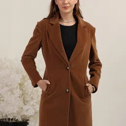 Plagg Women Single-Breasted Notched Lapel Collar Stylish Overcoat-picture-43