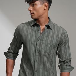 HIGHLANDER Men Comfort Slim Fit Striped Casual Shirt-picture-37