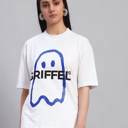 GRIFFEL Women Printed Drop-Shoulder Sleeves Ultralite T-shirt-image-63