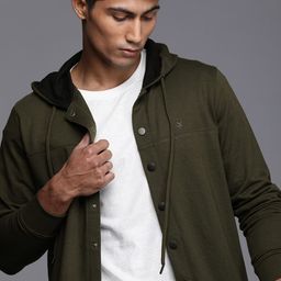 WROGN Men Olive Green Hooded Sweatshirt-picture-39