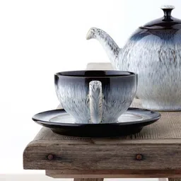 DENBY Halo Black & White Stoneware Tea and Coffee Saucer - Set of 1-3