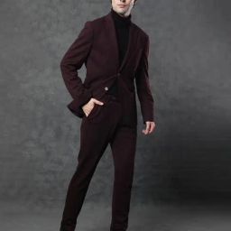 Rare Rabbit Maroon Rayon Solid Relaxed Fit Formal Suits-picture-48