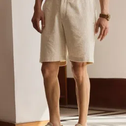 Andamen Beige Regular Textured Shorts-image-7