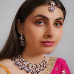 Divisha Gold-Plated Stone Studded Jewellery Set-picture-27