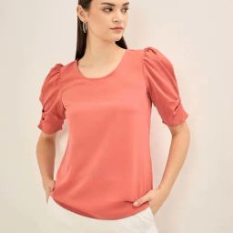SALT Attire Peach Plain Top-picture-11