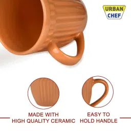 Urban Chef Brown Ceramic Handcrafted Microwave Safe Tea Cup - Set of 2 image 3