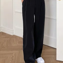 Chemistry Women Relaxed Straight Leg Straight Fit High-Rise Pleated Trousers-picture-41