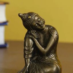 eCraftIndia Metallic Antique Color Metal Resting Buddha on Knee-image-67