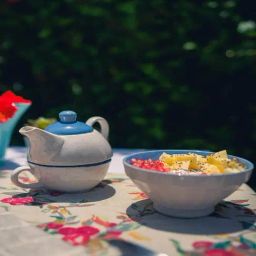 Freedom Blue Handcrafted Ceramic Ribbed Bowl - Set Of 2-37
