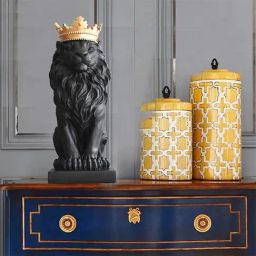 The Artment Black Resin Nordic Minimalist Regal Lion-image-37