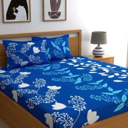 Home Ecstasy Navy Cotton 140 TC King Bedsheet with 2 Pillow Covers-image-60