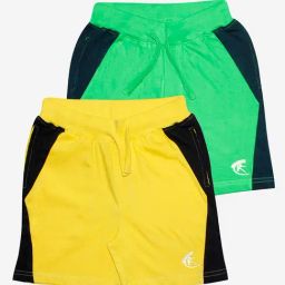 Kiddopanti Kids Yellow & Green Color Block Shorts (Pack Of 2)-image-39