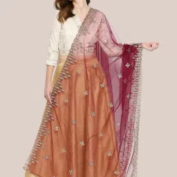 Dupatta Bazaar Wine Zari Work Dupatta-image-2