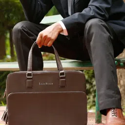 Louis Stitch Brown Leather Medium Multifunctional Executive Laptop Bag-image-94