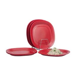 Varmora Polypropylene Maroon Plastic Dinner Plate - Set of 6-image-25