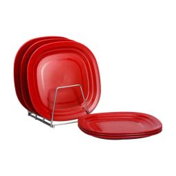 Varmora Polypropylene Maroon Plastic Dinner Plate - Set of 6-image-26